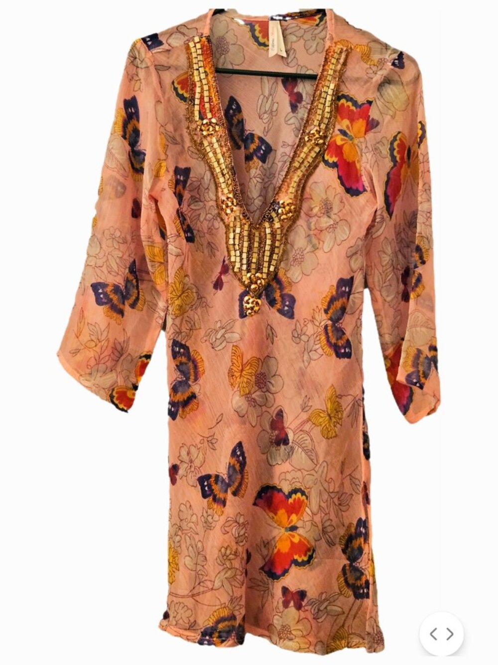 California Breeze Pink Gold Butterfly Top Size L